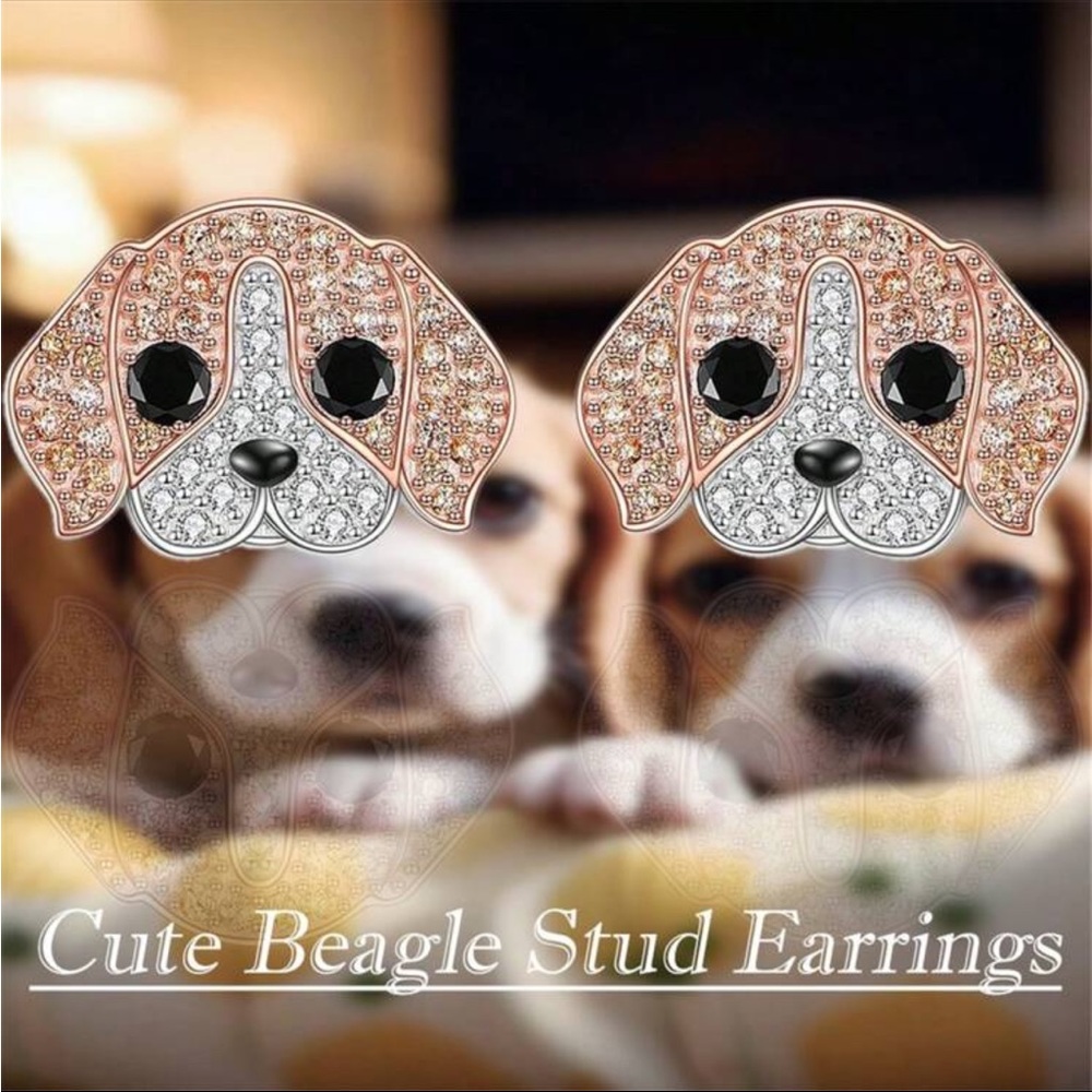 Beagle Earrings, Beagle Rhinestone Earrings, Dog Earrings